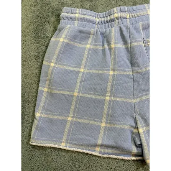Ivory Ella Women's Plaid Shorts Blue Yellow Drawstring Pocket Elephant US M - Picture 7 of 8